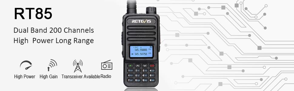 retevis RT85 dual band walkie talkies for adults high power