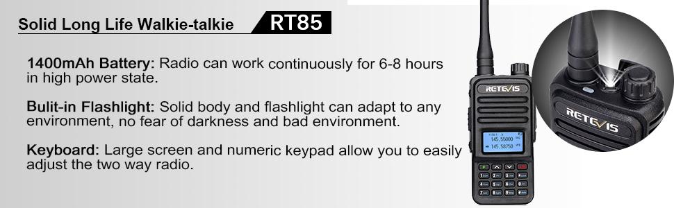 retevis RT85 dual band high power two way radio long range