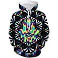 Maener Unisex Soft Hoodies Fleece lined Hoody Sweatshirt Novelty Graphic Tie Dye 3D Galaxy Print Oversized Pullover Shirt