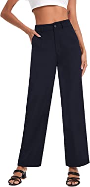 SweatyRocks Women's Elegant High Waist Solid Long Pants Office Trousers