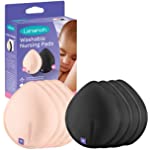 Lansinoh Reusable Nursing Pads for Breastfeeding Mothers, 8 Washable Pads, Pink and Black