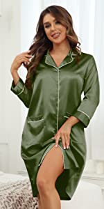 Womens Nightgown Button Down Sleepwear