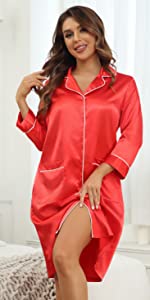 Womens Nightgown Button Down Sleepwear