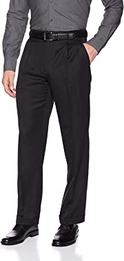 Perry Ellis Men's Classic Fit Elastic Waist Double Pleated Dress Pants (Waist Size 29 - 44 Big & Tall)