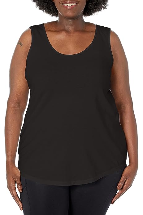 Women's Size Cotton Jersey Shirttail Tank Top, Plus Sleeveless Shirts