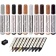 Furniture Repair Wood Repair Markers Touch Up Repair pen-21PC-10 Colors Felt Tip Pens, 10 Wax Sticks, and 1 Sharpener