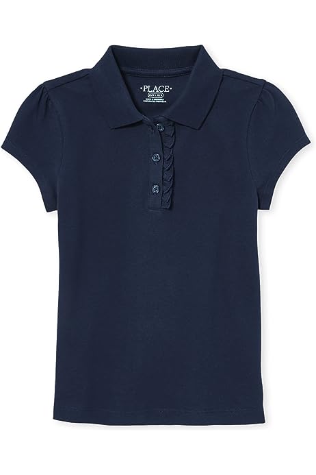 Girls' Short Sleeve Ruffle Pique Polo