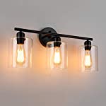 3-Light Bathroom Vanity Light,Matte Black Bathroom Wall Lights,Modern Bathroom Lighting Fixtures with Clear Glass Shade,Farmhouse Bathroom Wall Sconces for Bathroom, Dressing Table, Vanity Table