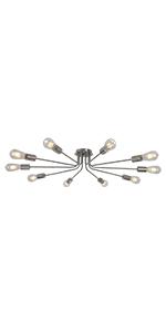 10 Light Sputnik Chandelier Brushed Nickel Ceiling Light Semi Flush Mount Light Ceiling Lamp