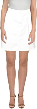 vineyard vines Women's Raw Hem White Jean Skirt