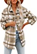 Dokotoo Womens Casual Plaid Button Down Long Sleeve Shirts Flannel Shacket Jacket Coats