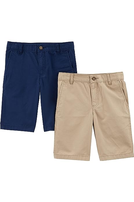 Boys' Flat Front Shorts, Pack of 2