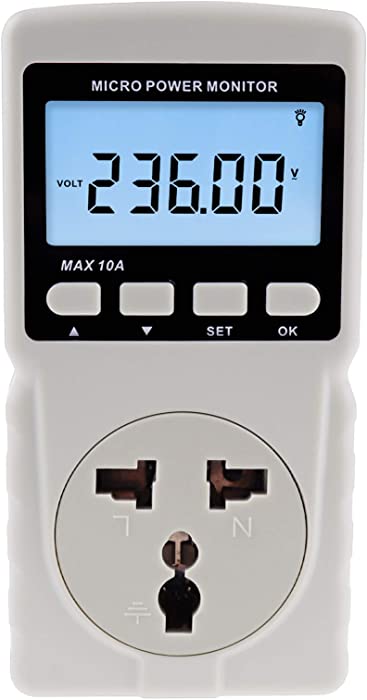 Digital Power Meter Wattmeter Energy Consumption Meter Watt Voltage Current Frequency Electricity Usage Monitor Plug-in Socket Design