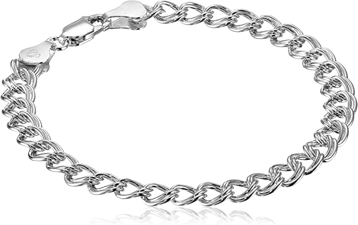 Amazon Essentials Plated Sterling Silver Double-Link Chain Bracelet