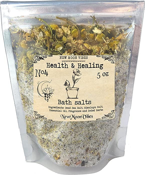 Health and Healing Essential Oils Herbal Spell Ritual Bath Salts with Real Herbs Botanicals Infused Manifest Heal Broken Heart Grief Mental Stress Relief Courage Peace of Mind