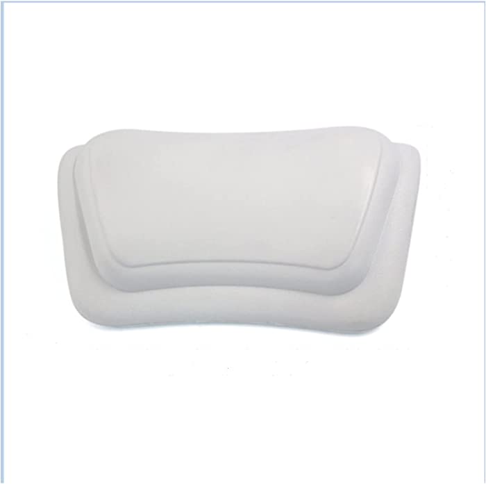 mozhixue Bath Pillow PU Bath Cushion with Non Slip Suction Cups Waterproof Spa Bath Pillow Hot Tub Head Back Cushion - Ergonomically Contoured,White