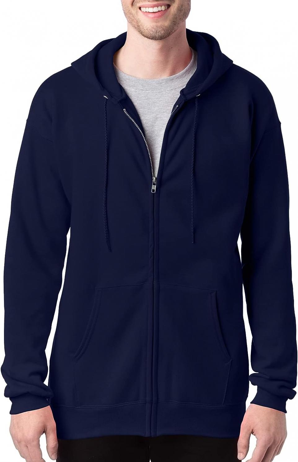 Hanes Ultimate Full-Zip Hoodie, Men's Hooded Fleece Sweatshirt with Zipper