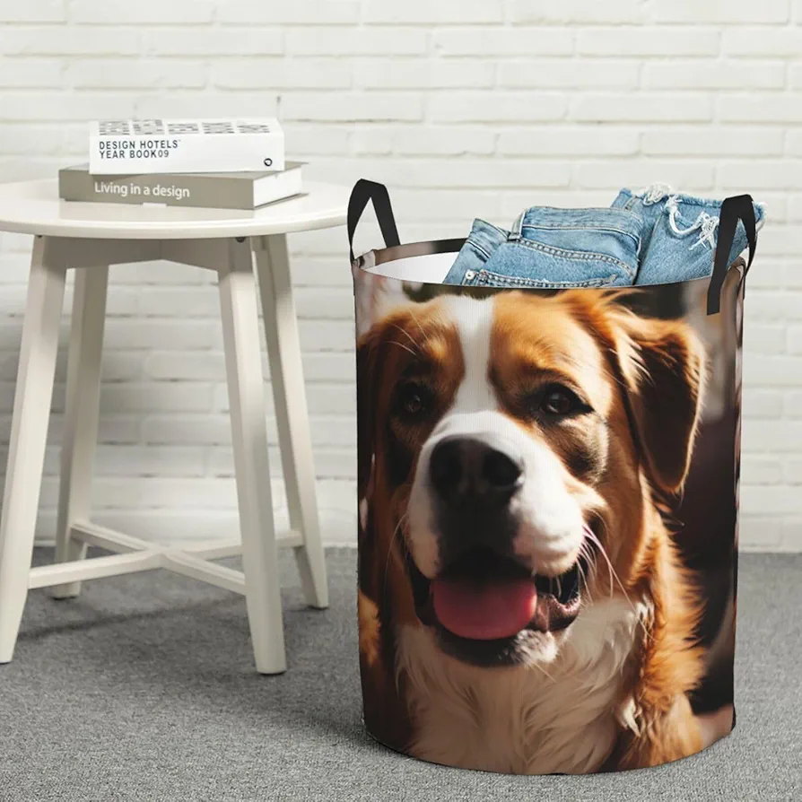 Large Laundry Basket Pet Dog Laundry Hamper Collapsible Laundry Baskets Freestanding Waterproof Laundry Bag for Bedroom Bathroom Laundry Room