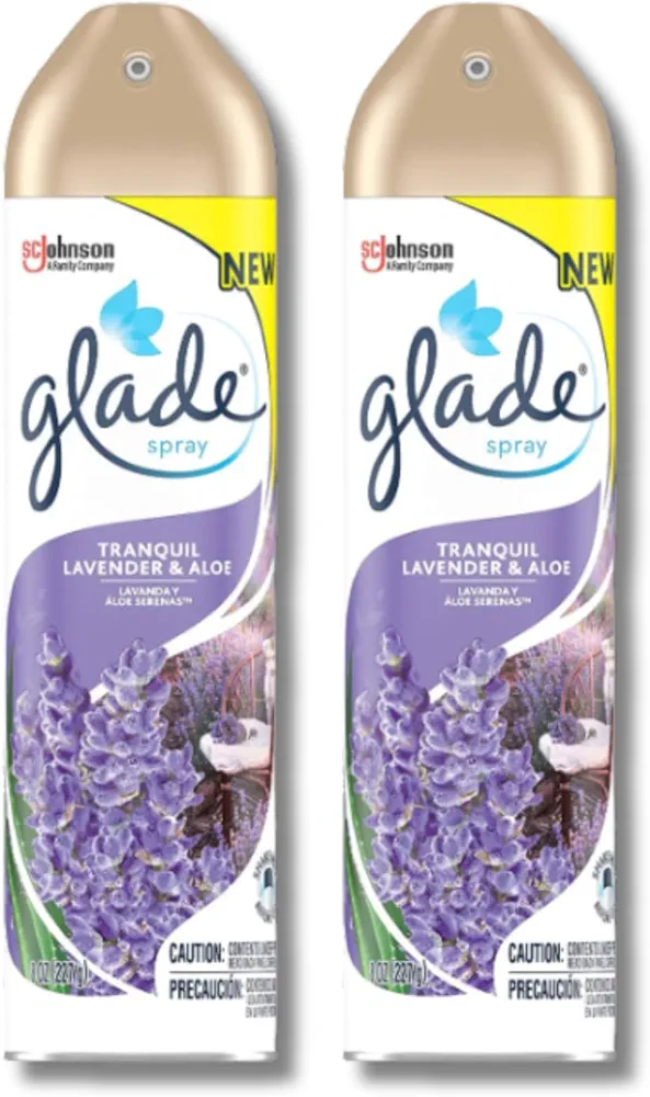 GLE Glade Air Freshener, Room Spray, Tranquil Lavender & Aloe, 8 Oz 2-Packs