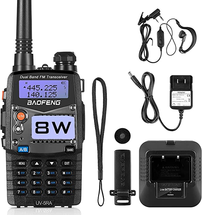 BaoFeng UV-5R Ham Radio Walkie Talkie, Dual Band Two Way Radio with 2100mAh Li-ion Battery Portable Walkie Talkies with Includes Full Kit