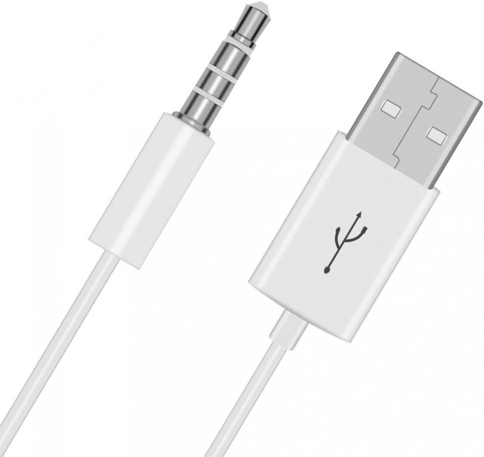 3.5mm Jack to USB Auxiliary Charger Sync Data Transfer Charging Cable Compatible with Beats by Dre Studio Wireless Headphones, Speakers, Tablets, PCs, Sound Box, MP3 Players and More (White)