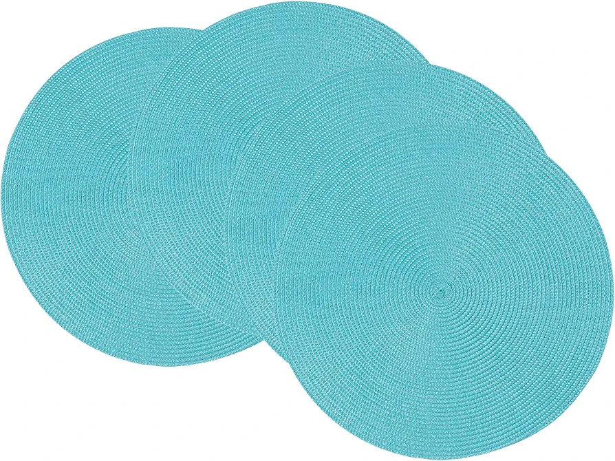 Now Designs Disko Round Placemats, Turquoise, Set of 4