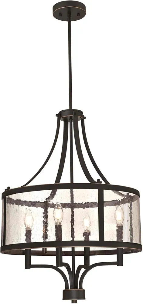 Westinghouse Lighting 6368400 Belle View Four-Light Indoor, Oil Rubbed Bronze Finish with Highlights and Clear Seeded Glass Chandelier, One Size , Oil-rubbed Bronze