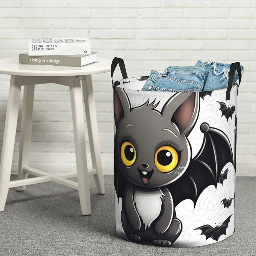 Large Laundry Basket Cute Bat Laundry Hamper Collapsible Laundry Baskets Freestanding Waterproof Laundry Bag for Bedroom Bathroom Laundry Room