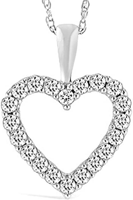 1/2-3 Carat White Gold Classic Heart Diamond Pendant Necklace for Women Premium Collection