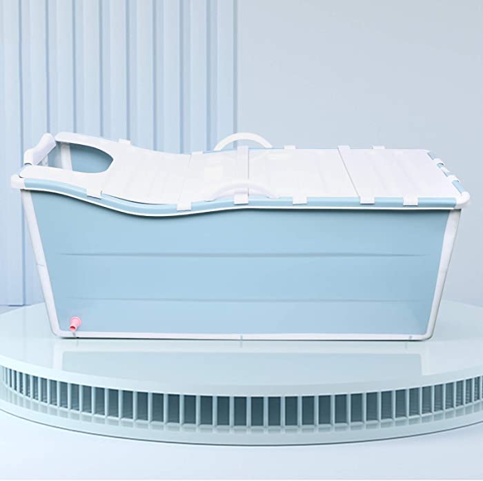 53.5 Inch Adult Folding Bathtub Large Portable Bathtub Foldable Bath Tub Household Portable Soak SPA Tub Thick Whole-Body Bathing for Adult,Children,Toddlers (With Cover)