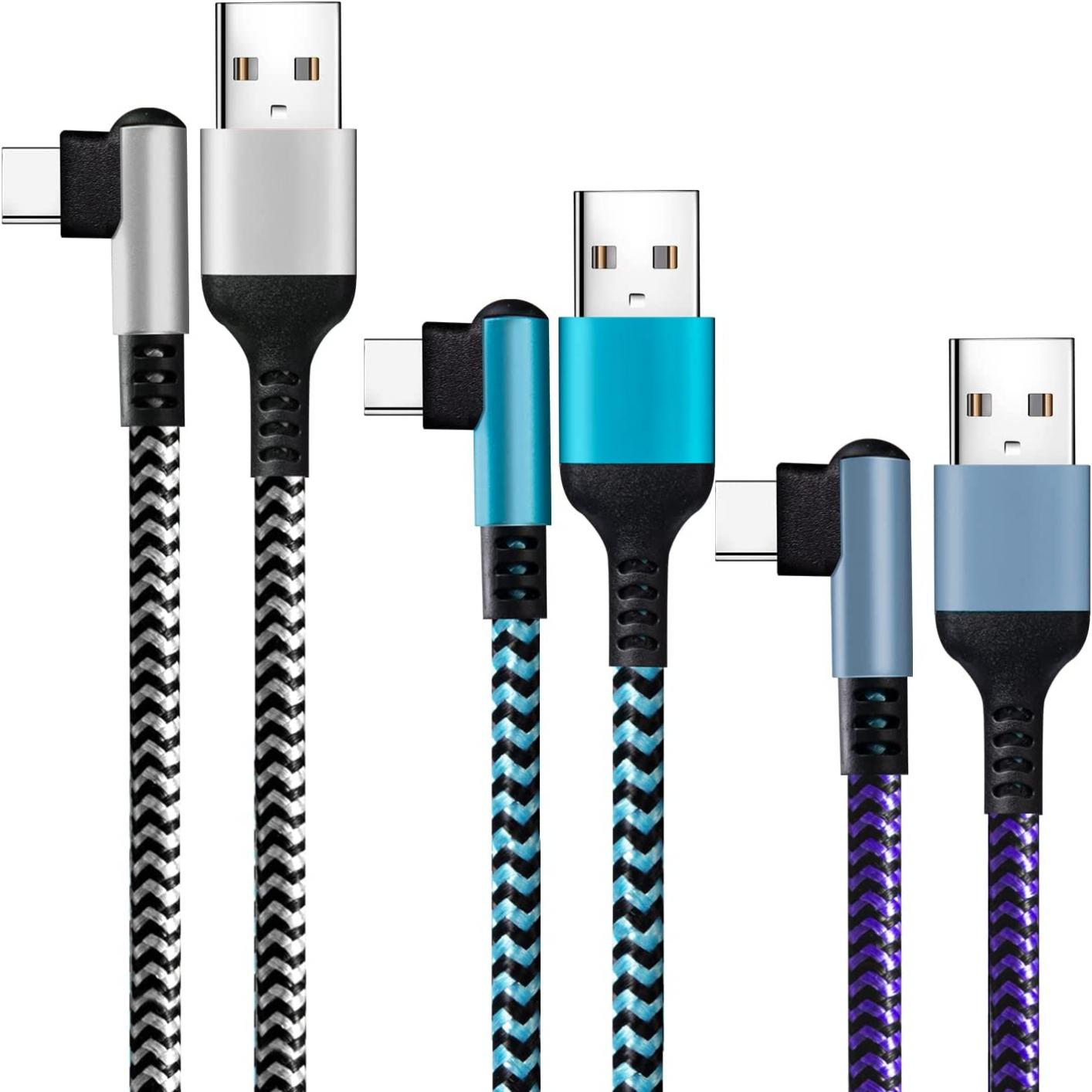 USB C Cable,QQLIKE 3pack (6FT) Type C Charger Durable Nylon Braided Fast Charging Cord for Galaxy S10 S9 S8 Plus S21, 20 Note 10 9 8 A51 A11 A10 A20 Type C Cable