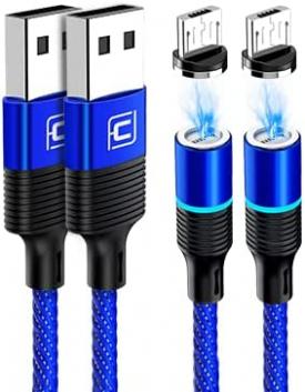 Magnetic Micro USB Cable, CAFELE [2-Pack 6.6ft] Magnetic Charging Cable Magnet Android Charger, Nylon Braided Fast sync & Charging Cord with S7 S6 J7 Note 5, Kindle, PS4 and More- Blue