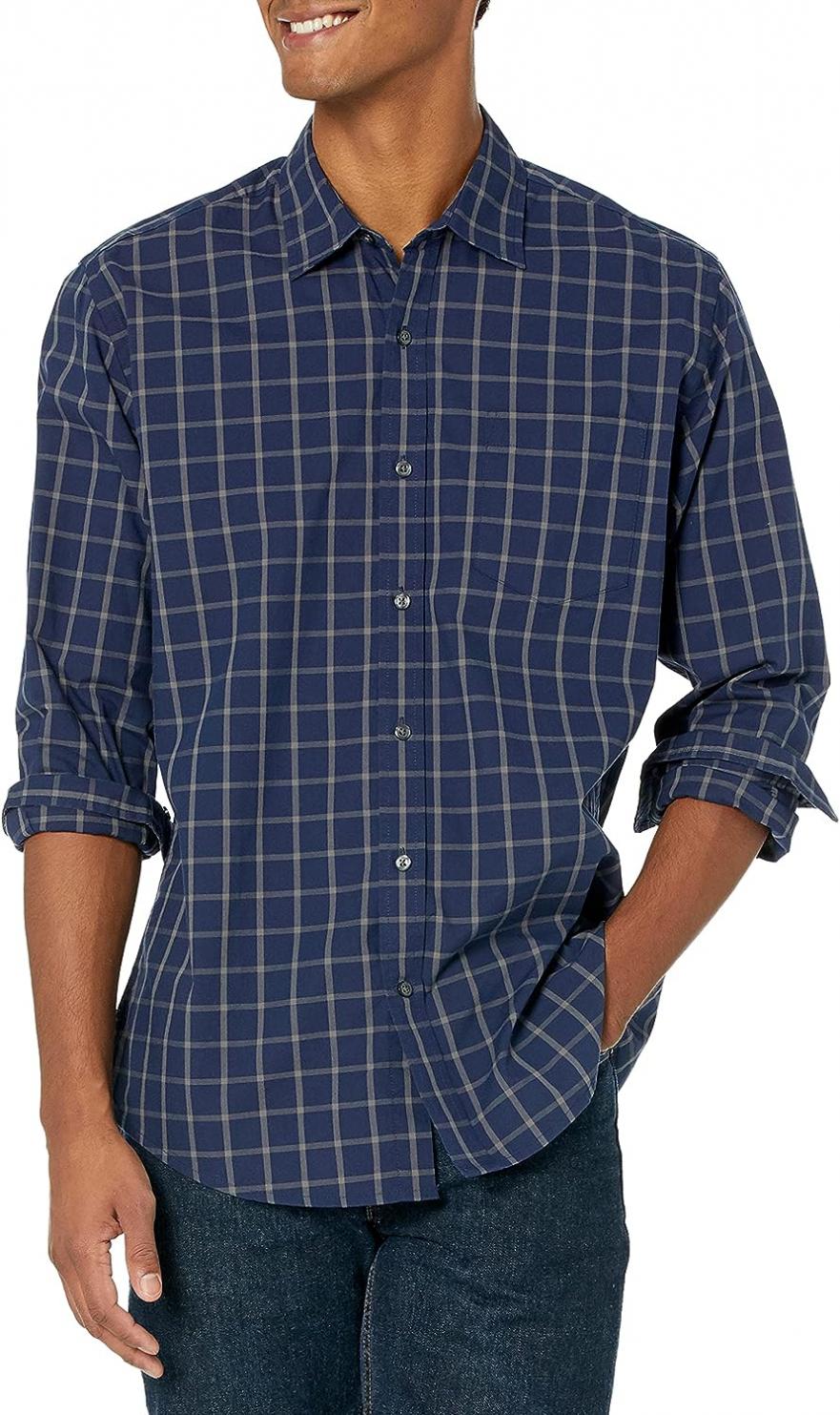 Amazon Essentials Men's Regular-Fit Long-Sleeve Casual Poplin Shirt