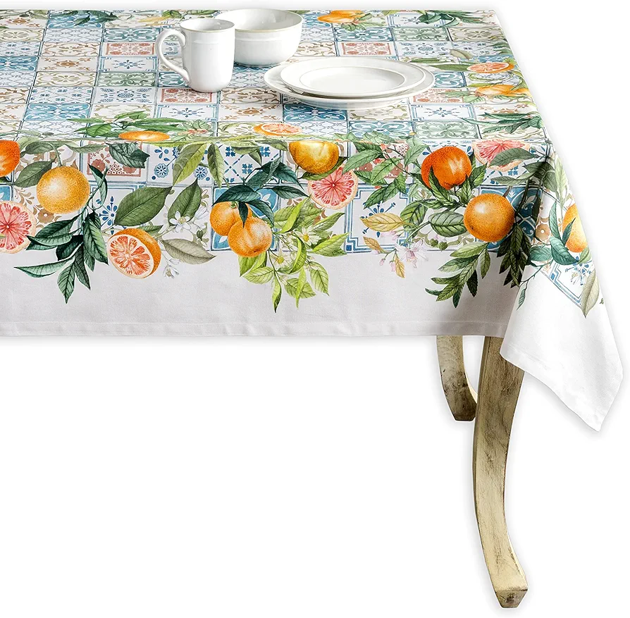 Maison d' Hermine Table Cover 54"x72" 100% Cotton Decorative Washable Rectangle Tabletop Tablecloths, Kitchen, Party, Wedding, Restaurant & Camping, Agrume - Spring/Summer