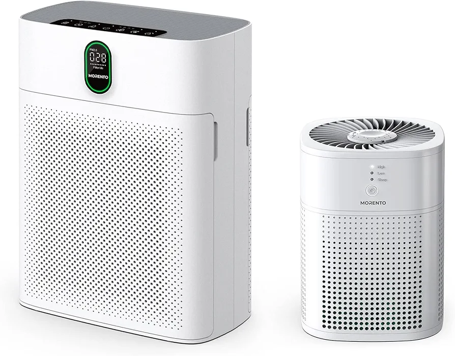 MORENTO HY4866 Air Purifiers for Large Room with HY1800 Air Purifiers for Bedroom, White