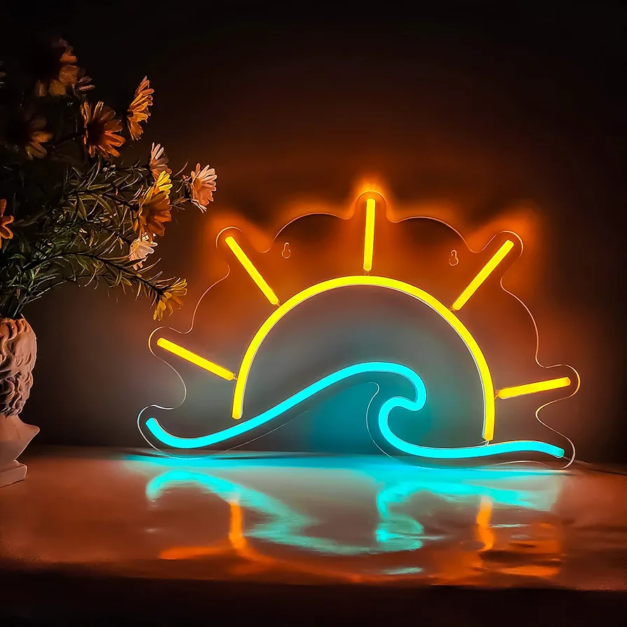 Sunset Wave Neon Sign - LED Wall Decor for Bedroom, Living Room, Kitchen - Acrylic Sunrise Light