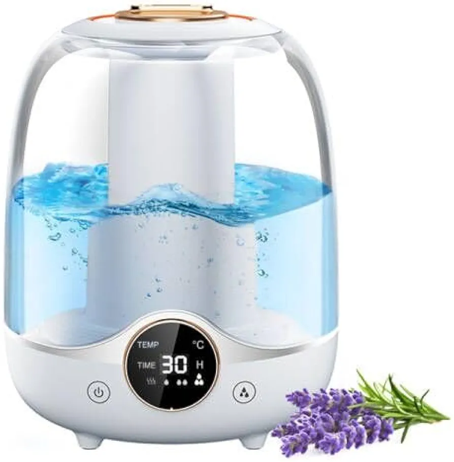 Humidifiers for Bedroom,3L Quiet Cool Mist Humidifiers for Home Baby Nursery & Plants,Easy to Clean Ultrasonic Air Humidifier Lasts Up to 30 Hours, Auto Shut-Off,Night Light