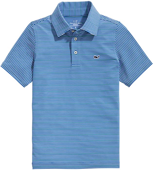 vineyard vines Boys' Short Sleeve Hamilton Stripe Sankaty Polo