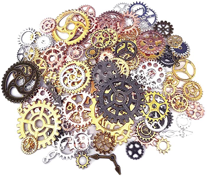 200 Gram Antique Metal Steampunk Gears Charms DIY Pendant Clock Watch Wheel Gear Cog for Jewelry Making