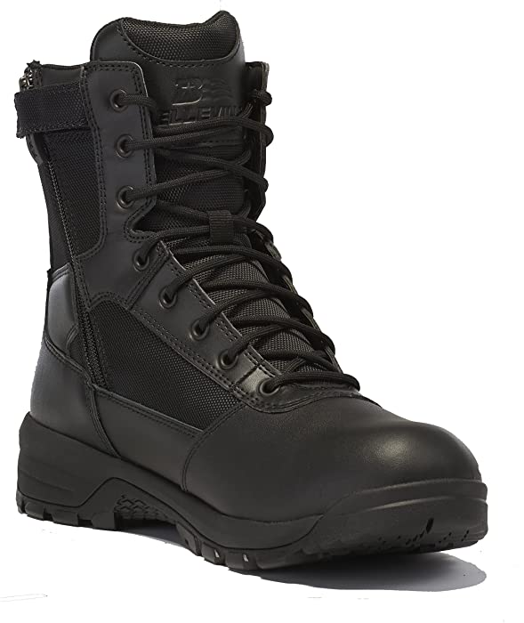 Belleville Spear Point 8” Lightweight Waterproof Side Zip Tactical Boots For Men - Black Tactical Boots For Police and Law Enforcement, EMS, and Security Personnel