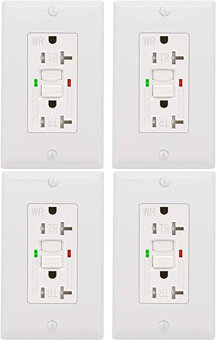 ANKO GFCI Outlet 20 Amp 4 Pack, UL Listed, LED Indicator, Tamper-Resistant, Weather Resistant Receptacle Indoor or Outdoor Use with Decor Wall Plates and Screws