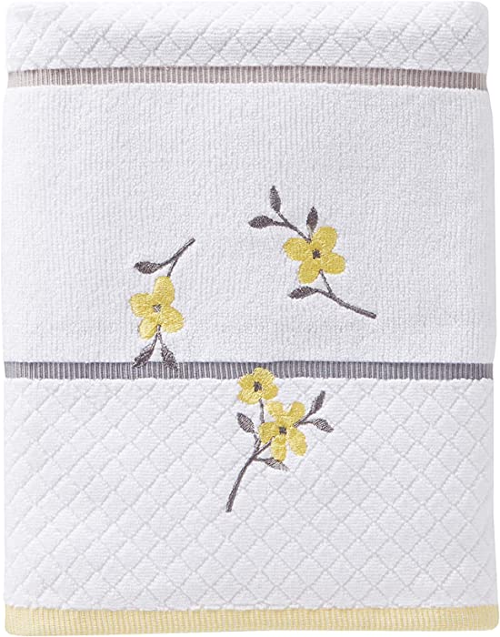 SKL HOME by Saturday Knight Ltd. - P0758000805103 Spring Garden Bath Towel, White, Bath Towel - Embroidered