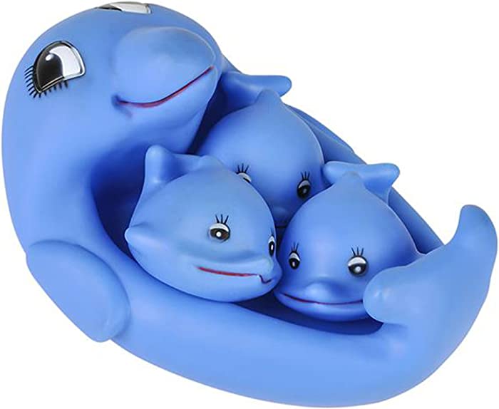 ArtCreativity Floating Dolphin Bath Play Set - 4 Piece Fun Water Bathtub Toys for Kids - Non Toxic Playing Kit for Tub, Pool, Beach - Great Gift Idea for Boys, Girls, Toddlers, Babies - Blue