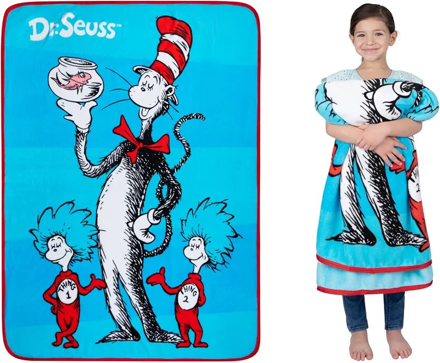 Franco Kids Bedding Super Soft Micro Raschel Throw, 46 in x 60 in, Dr Seuss