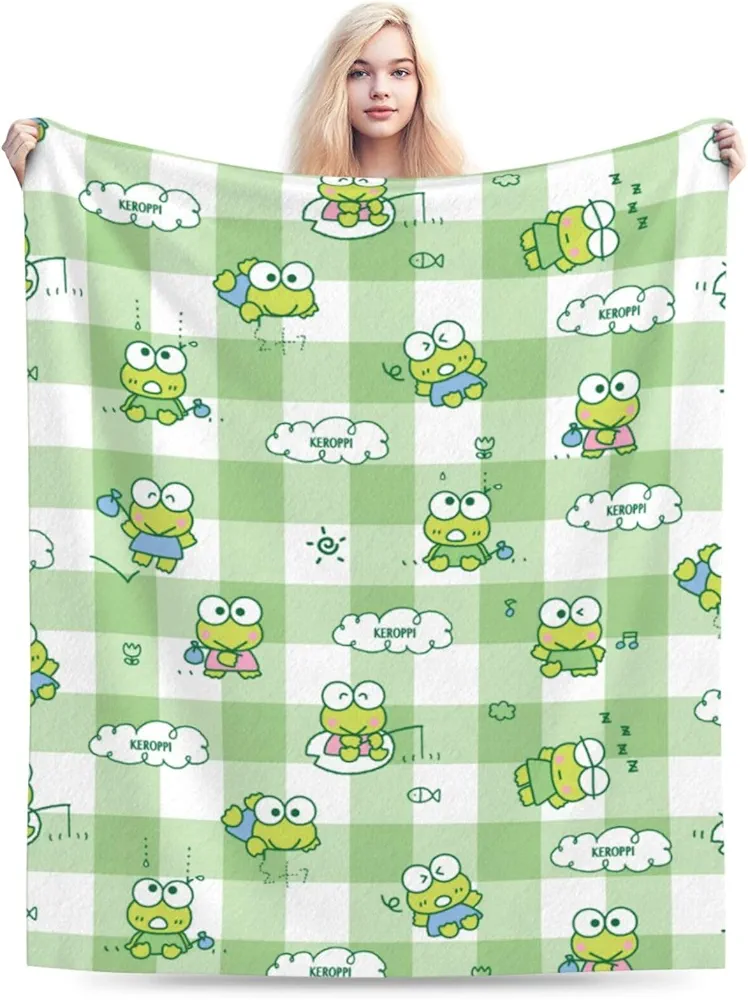 Anime Blanket Cartoon Throw Cute Kawaii Blankets for Couch Sofa Bed Living Room Picnic Gift 50""x40"" (Green, 40""*50"")