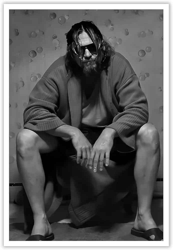 Funny Bathroom Wall Art for Room Aesthetics The Big Lebowski Movie Posters 90s Black White Toilet Poster Cool Wall Decor Art Print Canvas Posters for Room Aesthetic decoration Gifts 12x16in Unframed