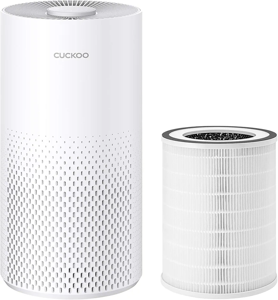 CUCKOO CAC-I0510FW 3-in-1 Filtration H13 True HEPA Air Purifier with Extra Filter Bundle for Small Rooms (228 sq. ft.), Activated Carbon Filters, 99.97% Filtration, Auto+ Mode (White)