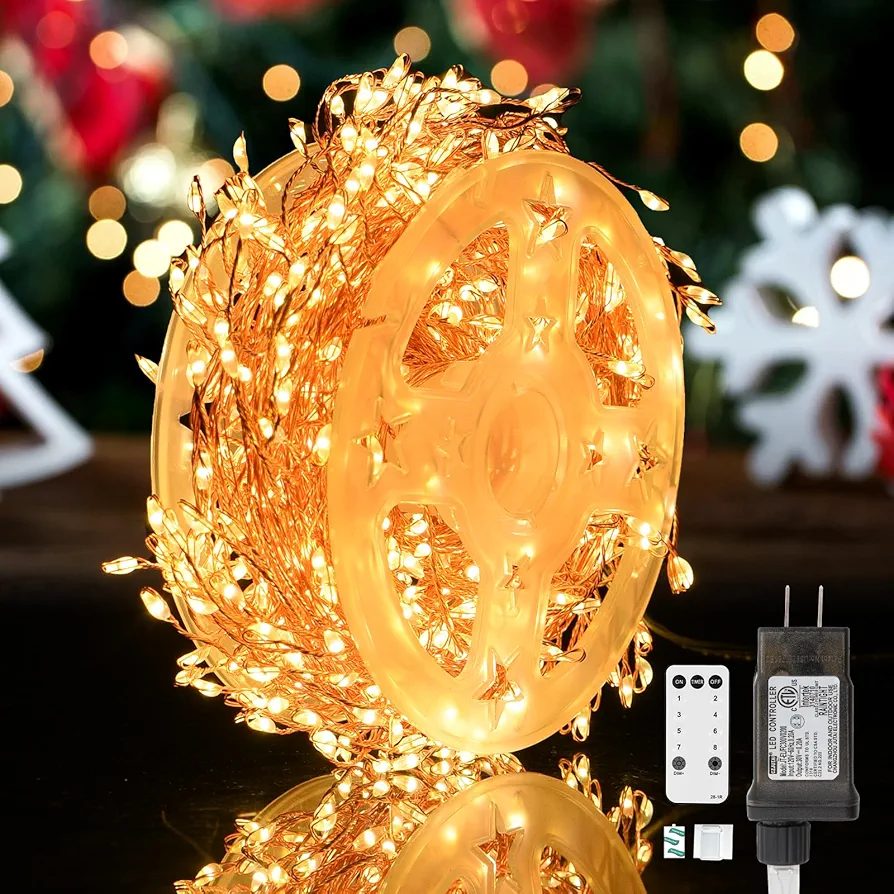 Dailyart Fairy Lights Plug in, 500 Led Fairy Lights with Remote 42Ft Small Warm Fairy Lights with Timer Long Twinkle Lights Waterproof String Fairy Lights for Bedroom Outdoor Indoor Decor,Gold Wire