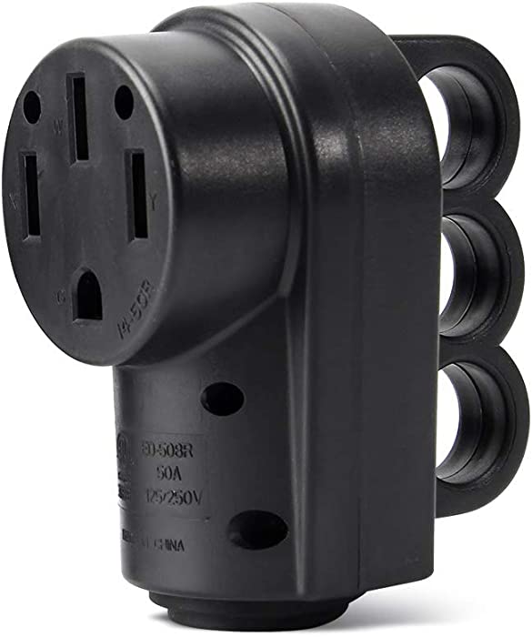 OPL5 Heavy Duty RV 50 Amp Female Replacement Plug 50 Amp RV Plug Receptacle with Grip Handle for RV, Camper, Caravan, Motorhome,Van, Trailer (50A Female Plug)