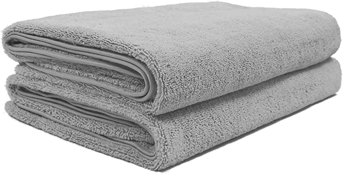 Polyte Quick Dry Lint Free Microfiber Bath Sheet, 35 x 70 in, Pack of 2 (Gray)